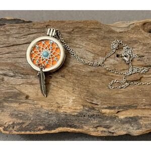 NEW Mindful Souls Dreamcatcher Silver Bohemian Necklace & Essential Oil Diffuser